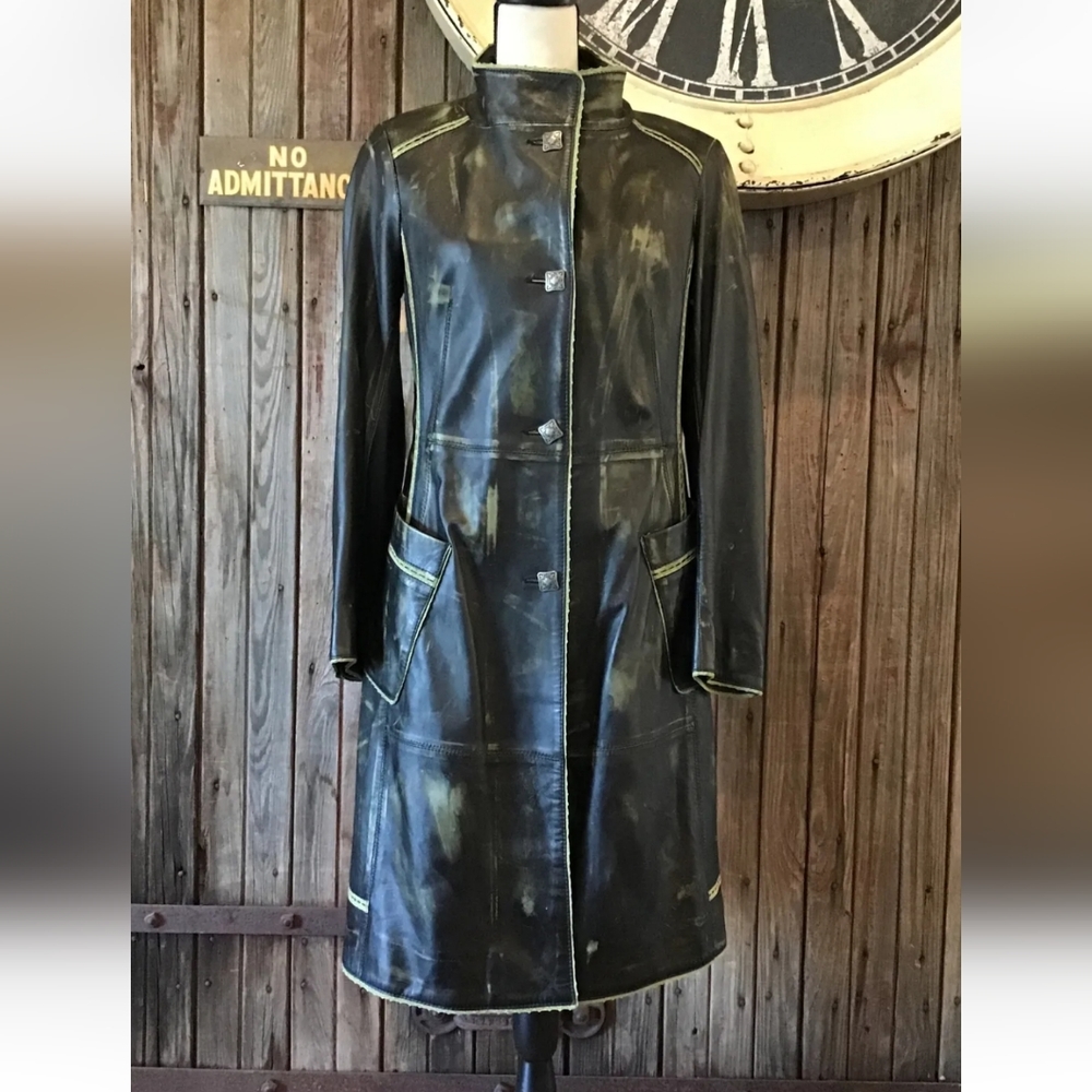 NWT Regina Leather  Collection Size 38 Women's Leather Coat Long